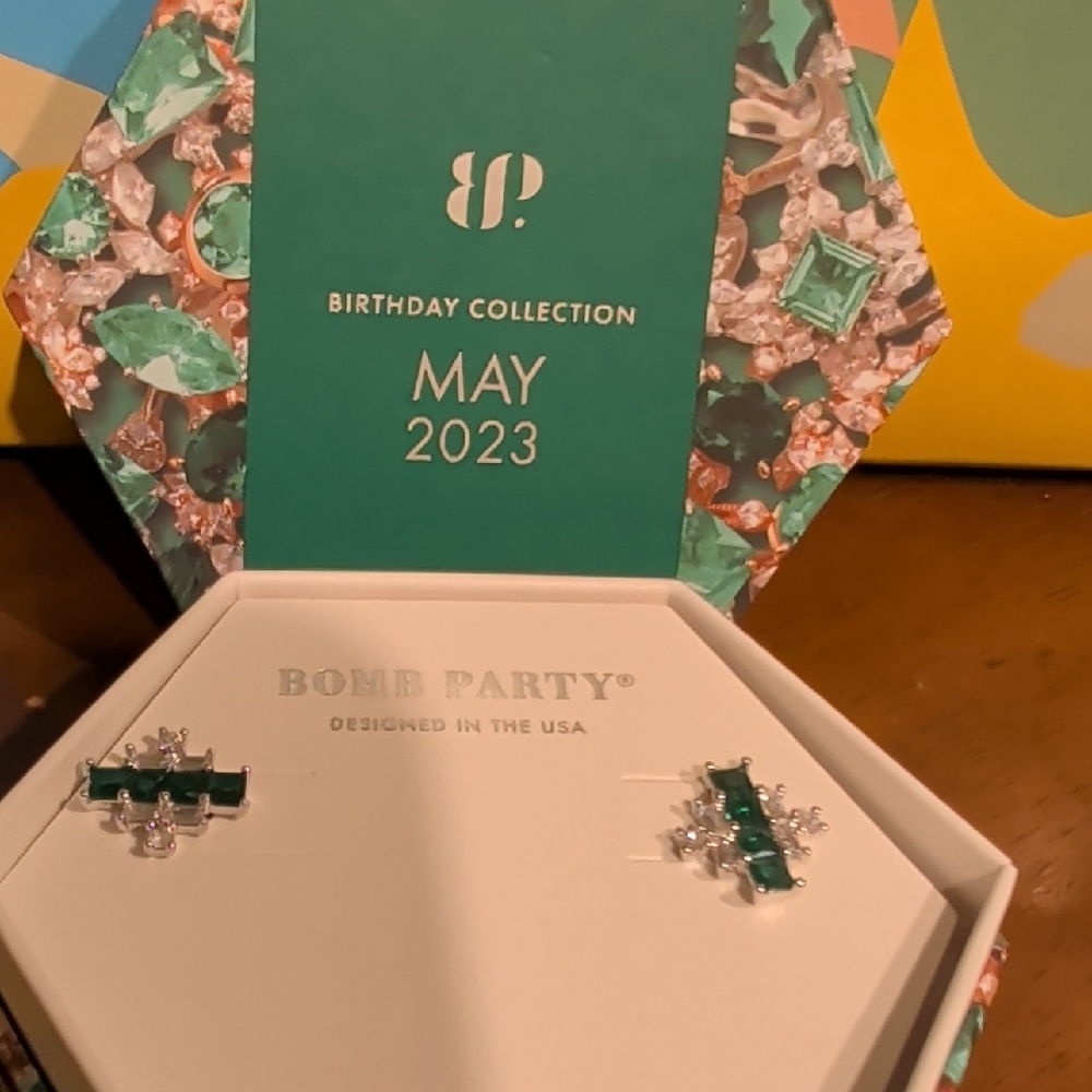 Bomb Party Green and Silver Earrings